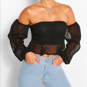 NWT off the shoulder chiffon crop